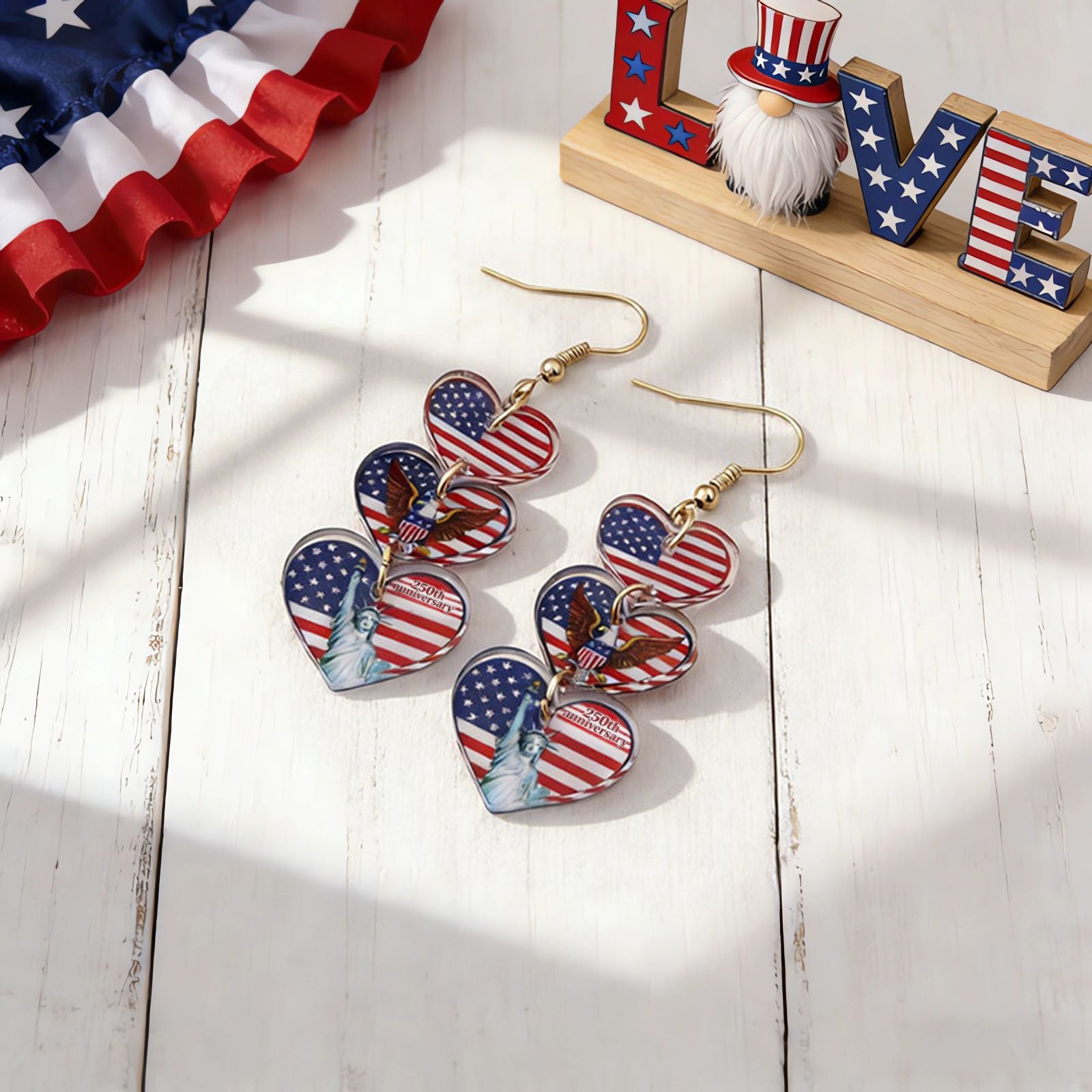 Wholesale Independence Day Anniversary Love Star Spangled Banner Acrylic Earrings