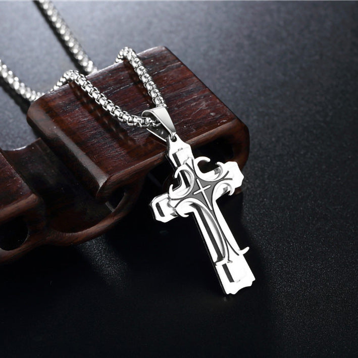 Wholesale Stainless Steel Titanium Steel Vintage Multi-layer Cross Necklace