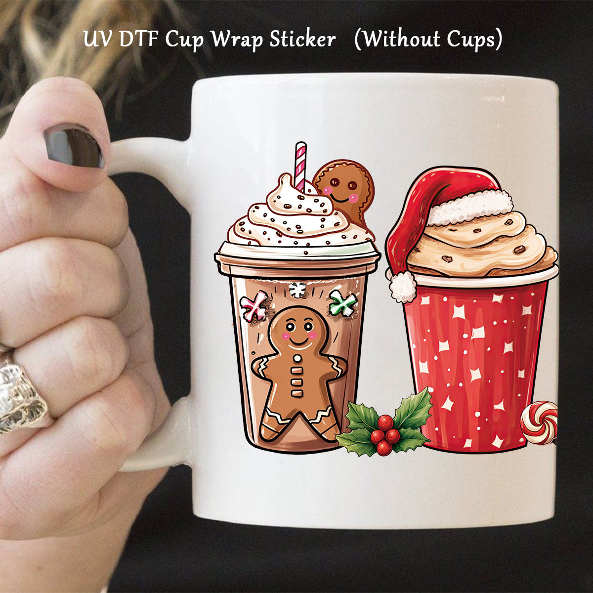Wholesale Christmas 16oz cup sticker glass sticker crystal sticker