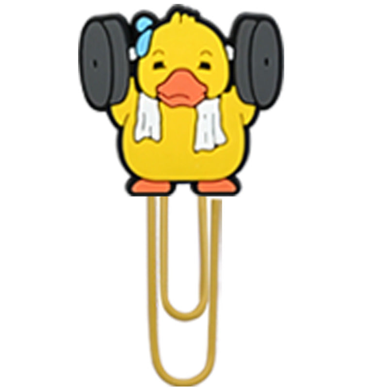 Wholesale Random 50pcs Little Yellow Duck Metal Soft Rubber Paperclip Bookmarks
