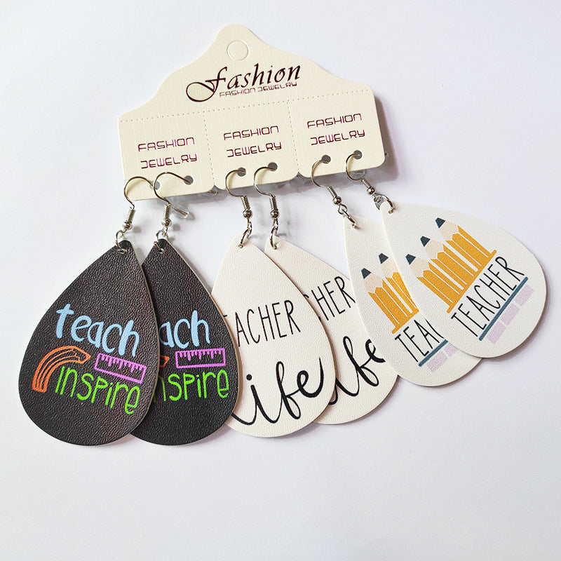 Wholesale 2 Sets Leather Western Cowboy Teacher's Day Graduation Season Earrings