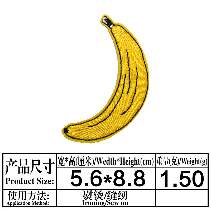 Wholesale Fashion Embroidered Fruit Patches Banana Watermelon Sew On Clothing Decorative Craft Supply 20 Pcs