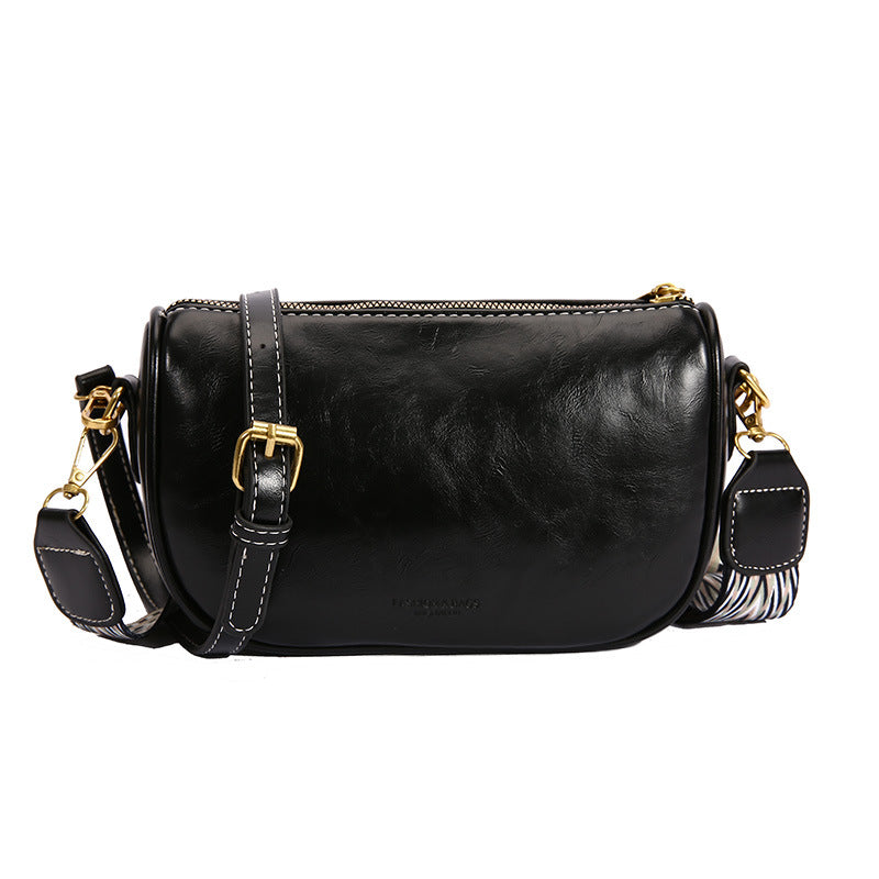 Wholesale 2023 Autumn and Winter Oil Wax Leather Dark Pattern Solid Color Ethnic Style Crossbody Bag