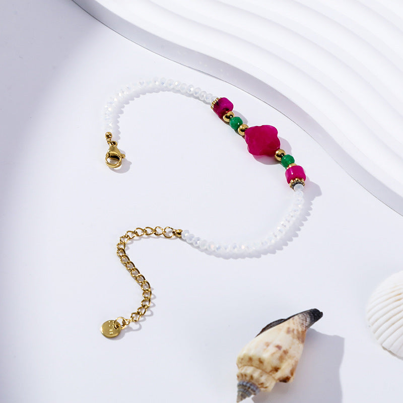 Wholesale Gold Plated Stainless Steel Freshwater Natural Stone Bracelet