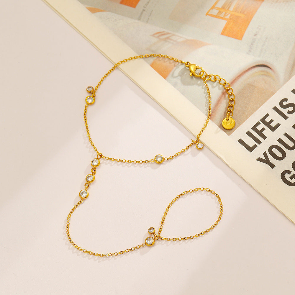 Wholesale Stainless Steel Mittens Bracelet Niche Ring with Diamonds Golden Bracelet