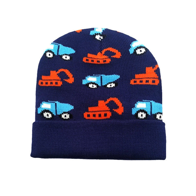 Wholesale Children's Cartoon Digger Knitted Hat To Keep Warm and Cold-proof Ear Protection Woolen Hat