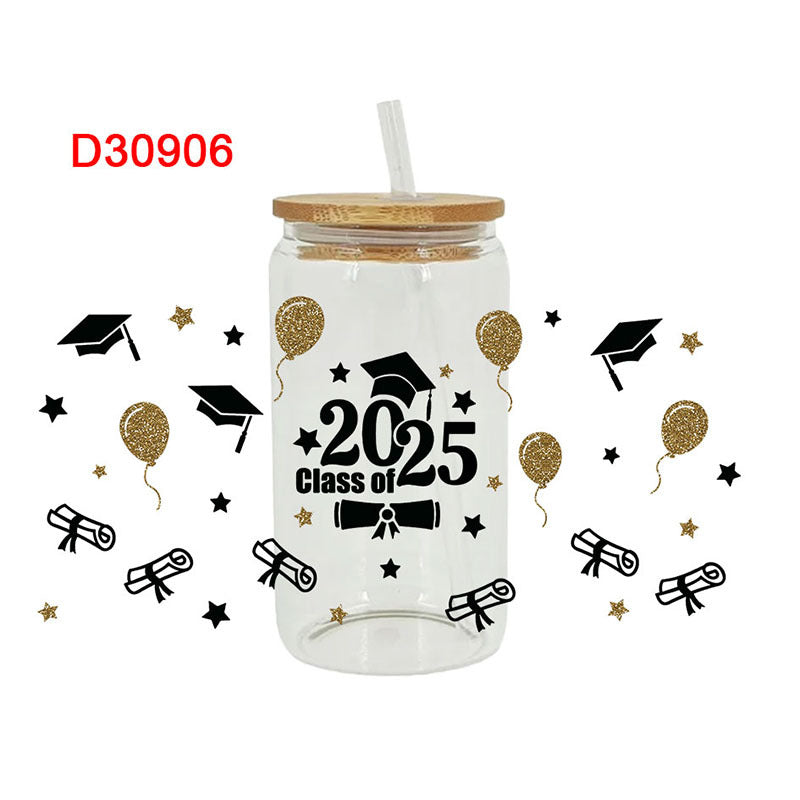 Wholesale Balloon-shaped academic cap graduation series 16oz Cup UV DTF Wraps