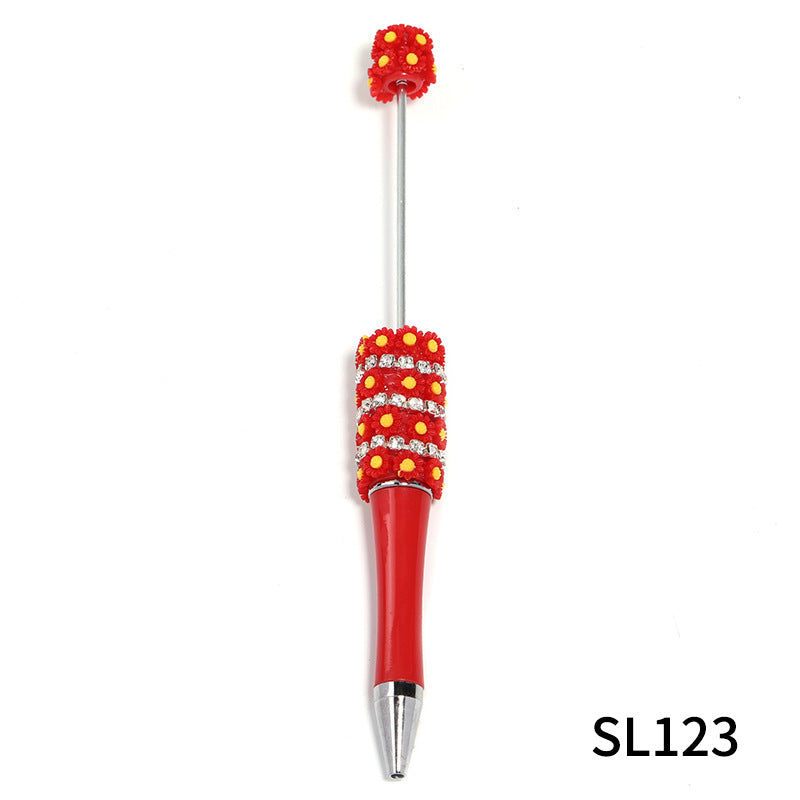 Wholesale 10pcs Beadable Pens Heavy Industry Diy Resin Multi-color Small Flower Claw Ballpoint Pen