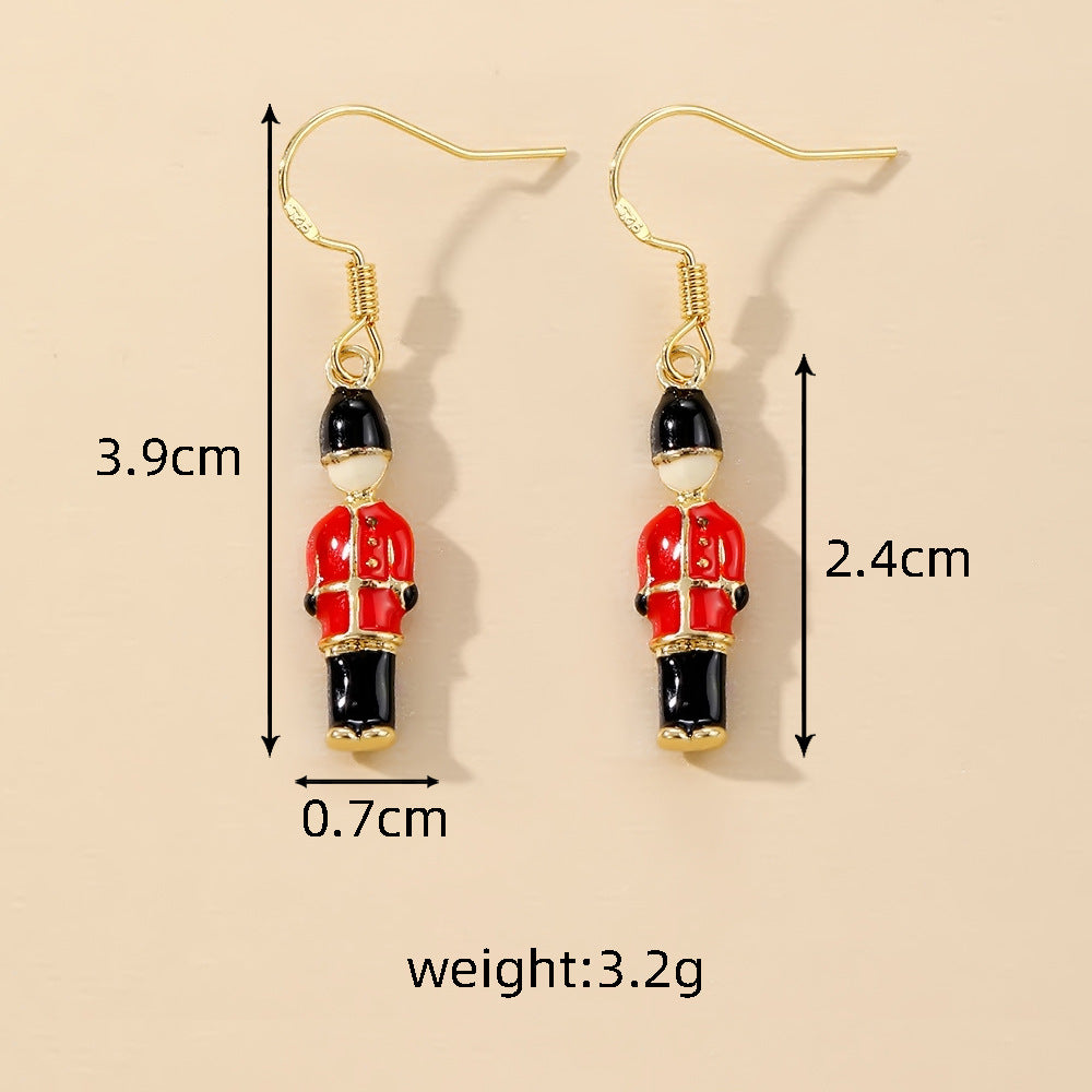 Wholesale 3D Cartoon Guard Boots Alloy Oil Drop Earrings