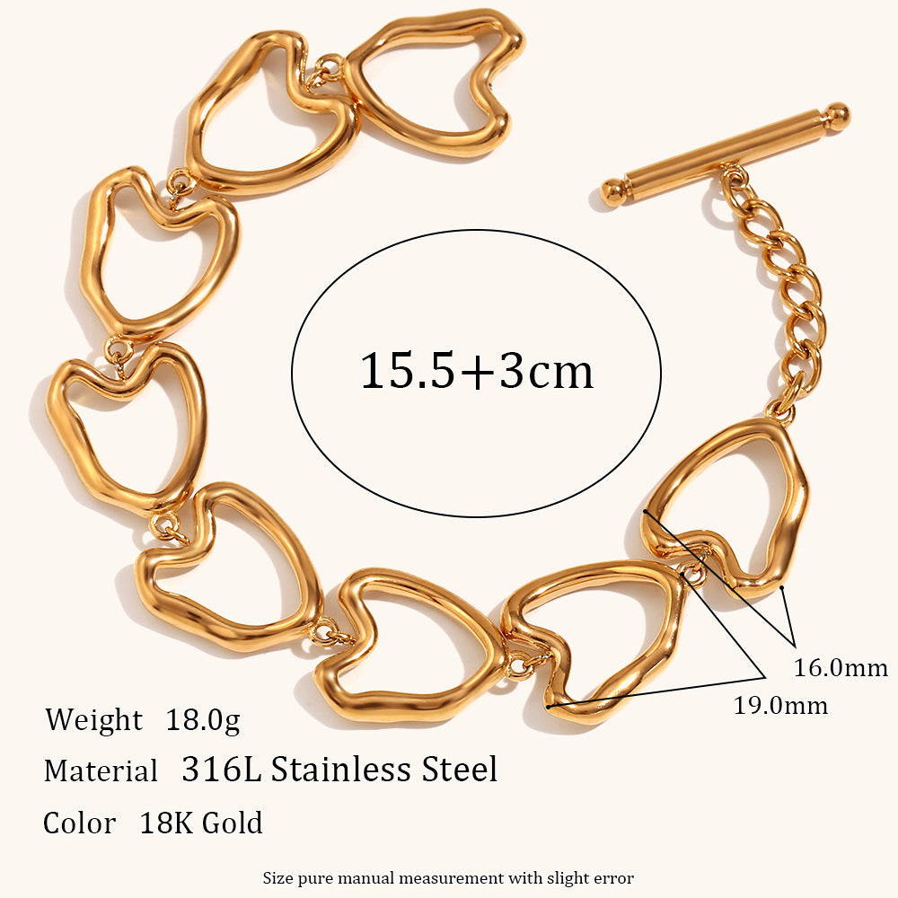 Wholesale Cast Love Stainless Steel Gold Plated Handmade Chain Bracelet