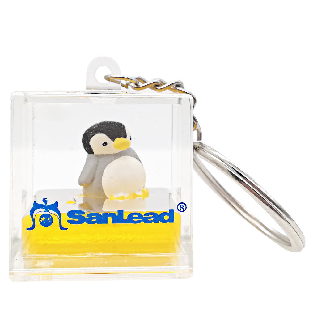 Wholesale Cube Shaped Acrylic Oiled Quicksand Keychain