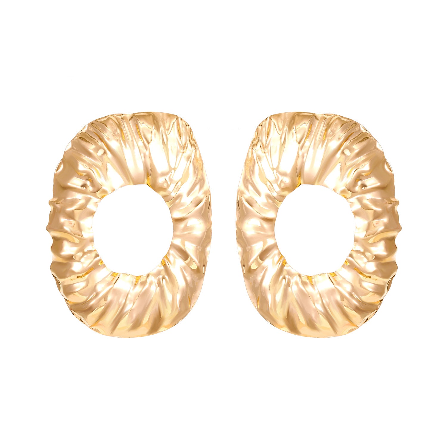 Wholesale Vintage Lava Texture Irregular Geometric Earrings For Women Gold Metal Electroplated Fashion Accessory