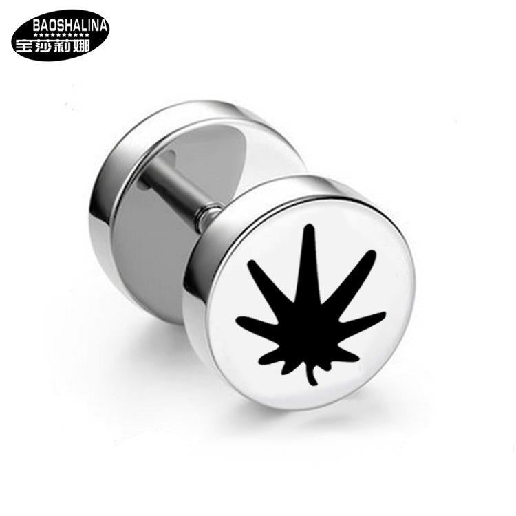 Wholesale Titanium Steel Barbell Fashion Dumbbell Black Street Earrings