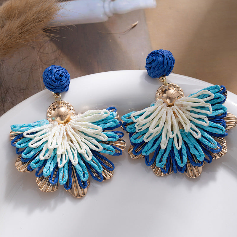 Wholesale Ethnic Style Hand-Woven Flower Earrings Bohemian Holiday Style Earrings