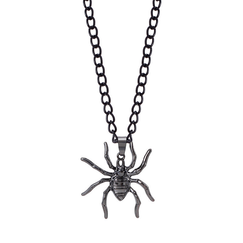 Wholesale Dark Wind Halloween Spider Punk Men and Women Spider Web Necklace Alloy Necklace