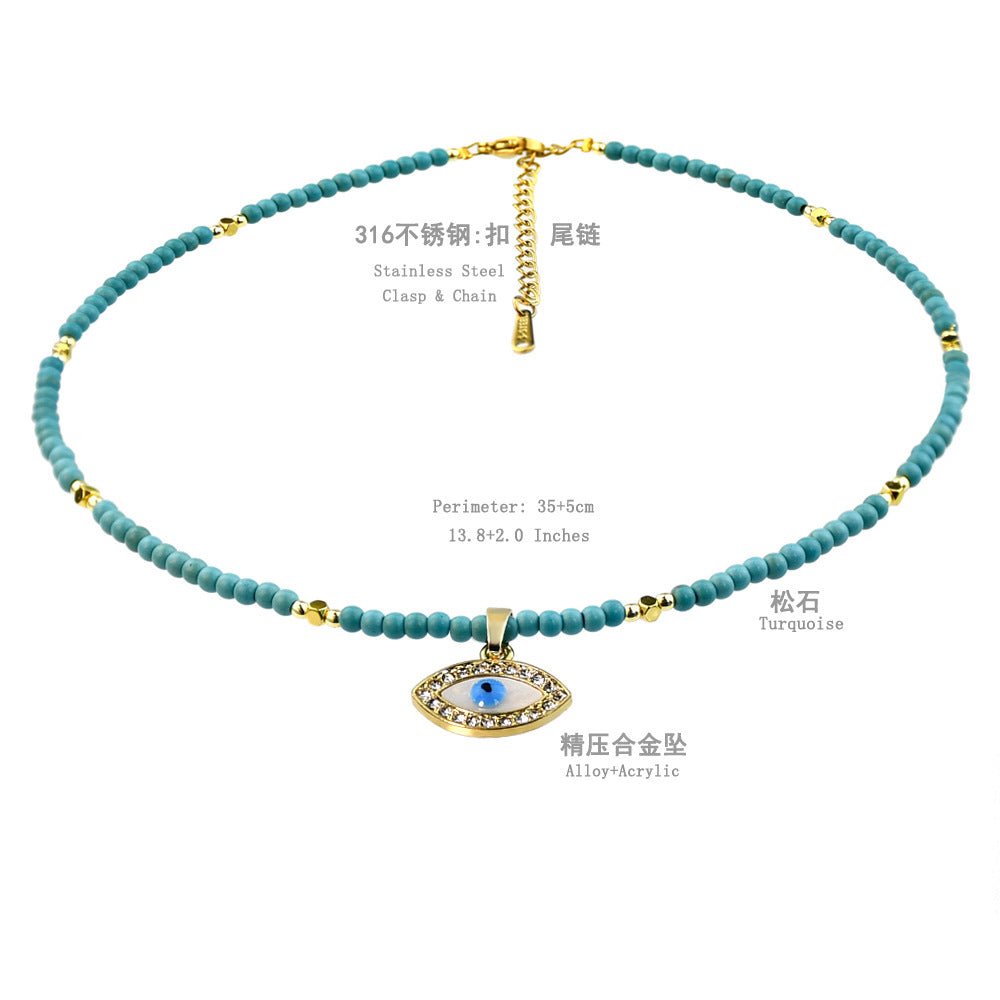 Wholesale Turquoise Beaded Necklace Collarbone Chain