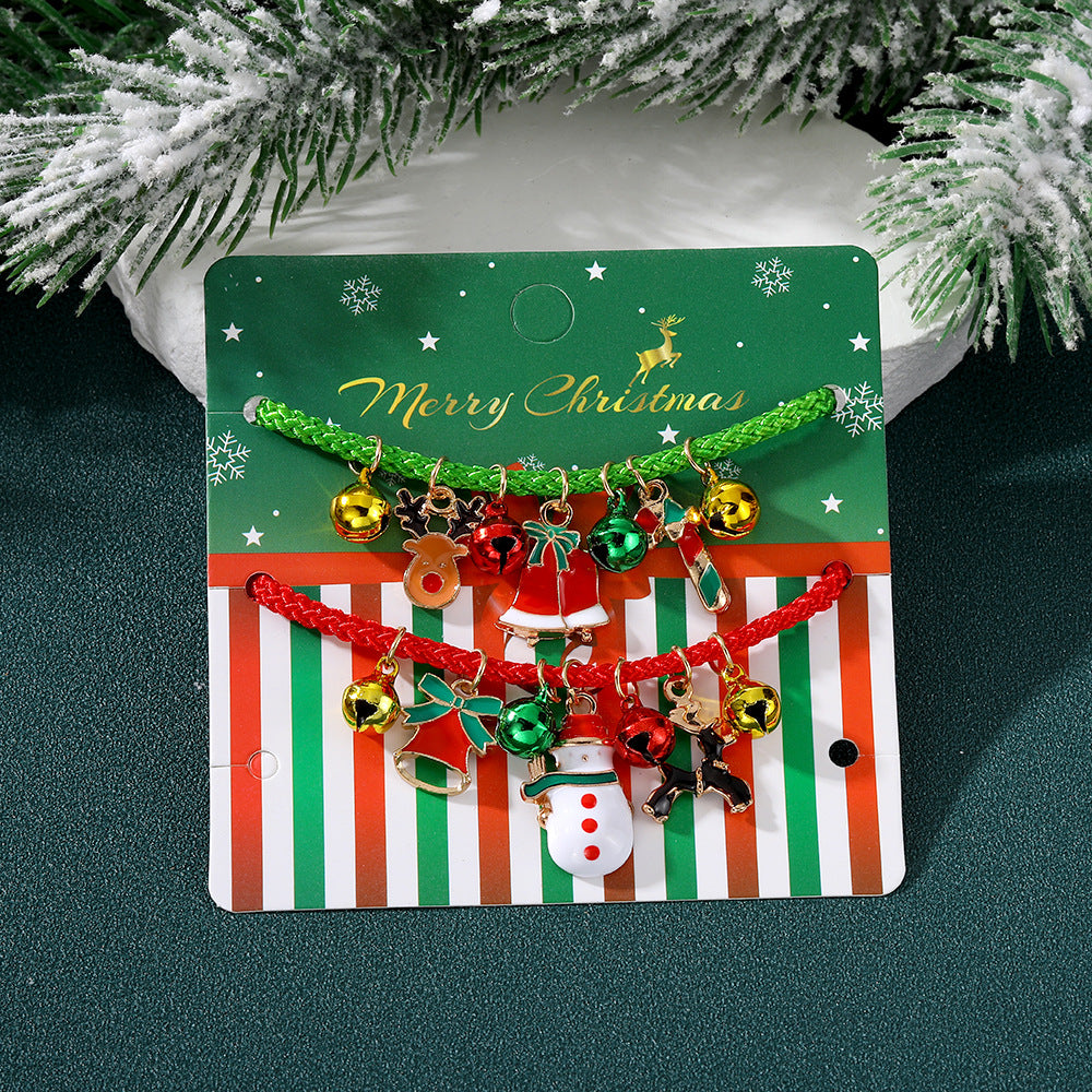 Wholesale Cartoon Oil Dripping Adjustable Christmas Elk Bell Bracelet