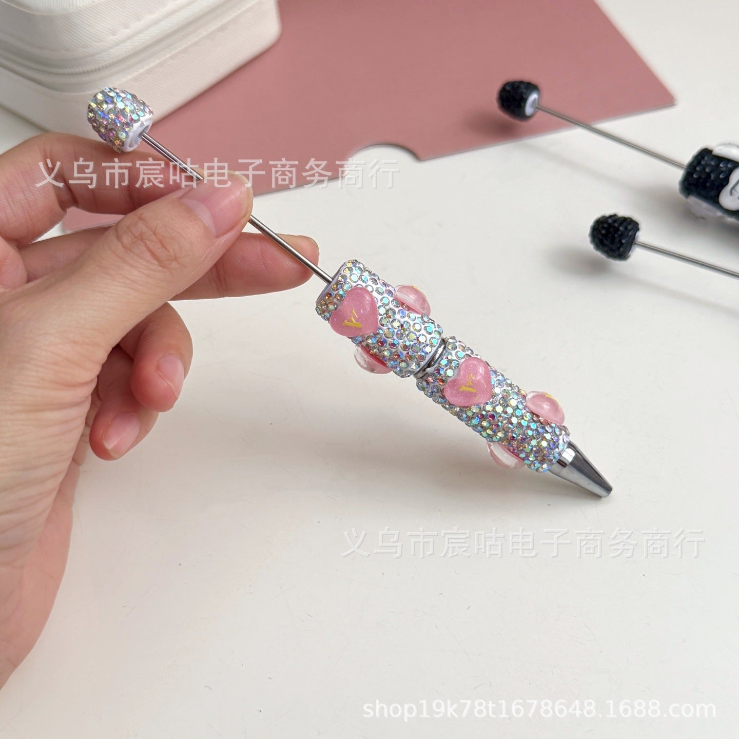 Wholesale 2pcs Heart-shaped clay beadable pen