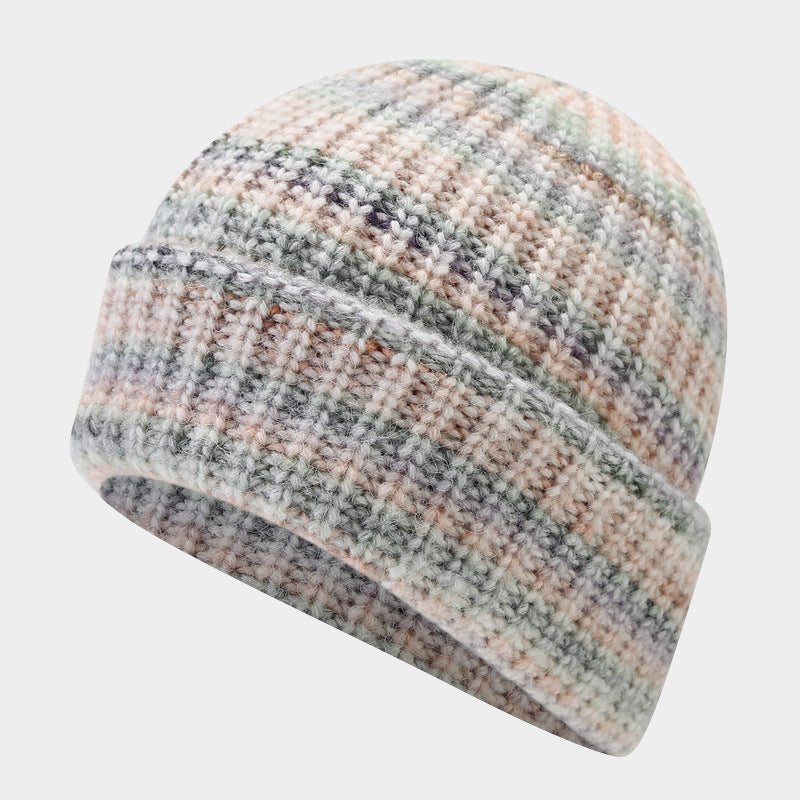 Wholesale Retro Tie Dye Knitted Hat Winter Warm Ear Protection Beanie