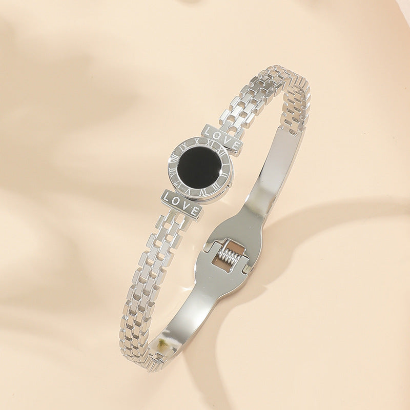 Wholesale Roman Numeral LOVE Titanium Steel Bracelet