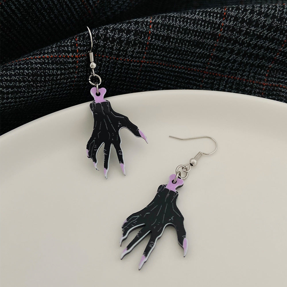 Wholesale Halloween Series Exaggerated Dark Skull Heart-shaped Fashion Creative Funny Bat Earrings