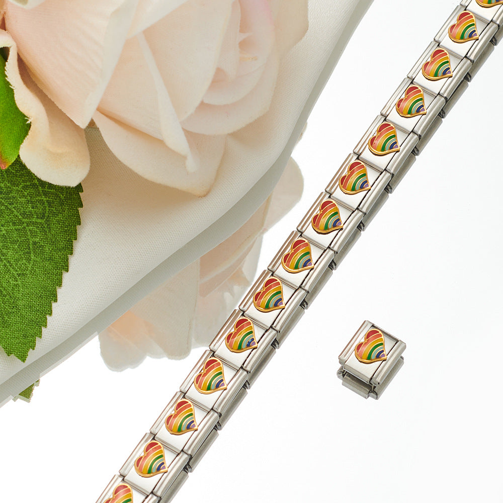 Wholesale Personalized Hand-stitched DIY Pattern Stainless Steel Combination Bracelet