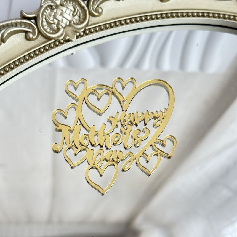 Wholesale 10PCS/PACK Mother's Day Happy Acrylic Cake Decoration