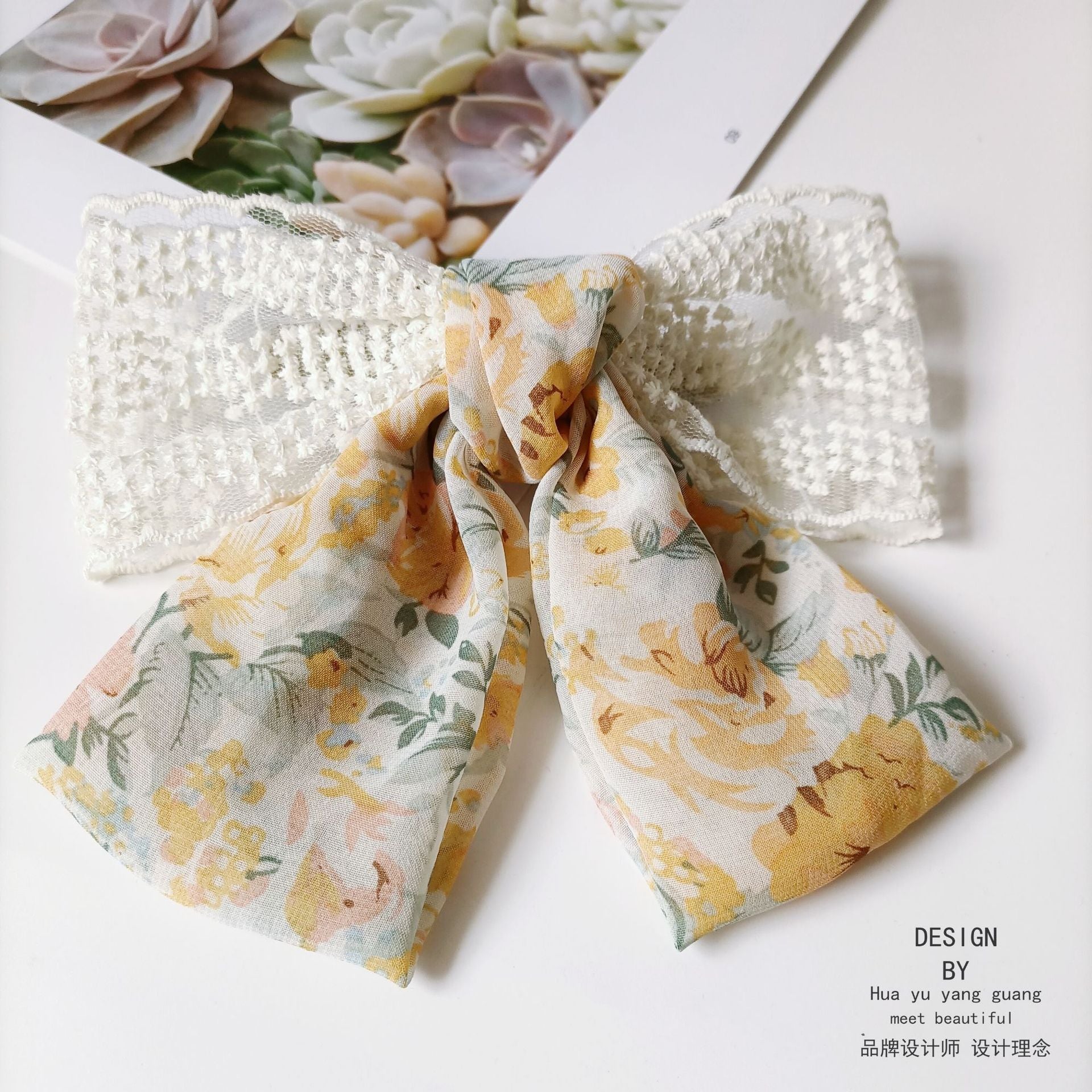 Wholesale Large Bow Chiffon Floral Head Clip