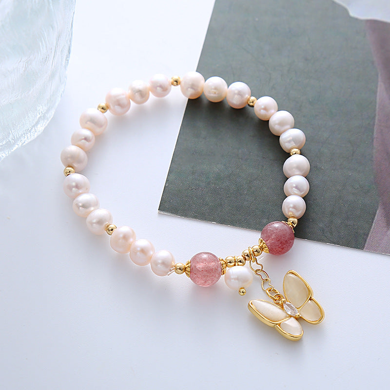 Wholesale Freshwater Pearl Cat Eye Butterfly Bracelet