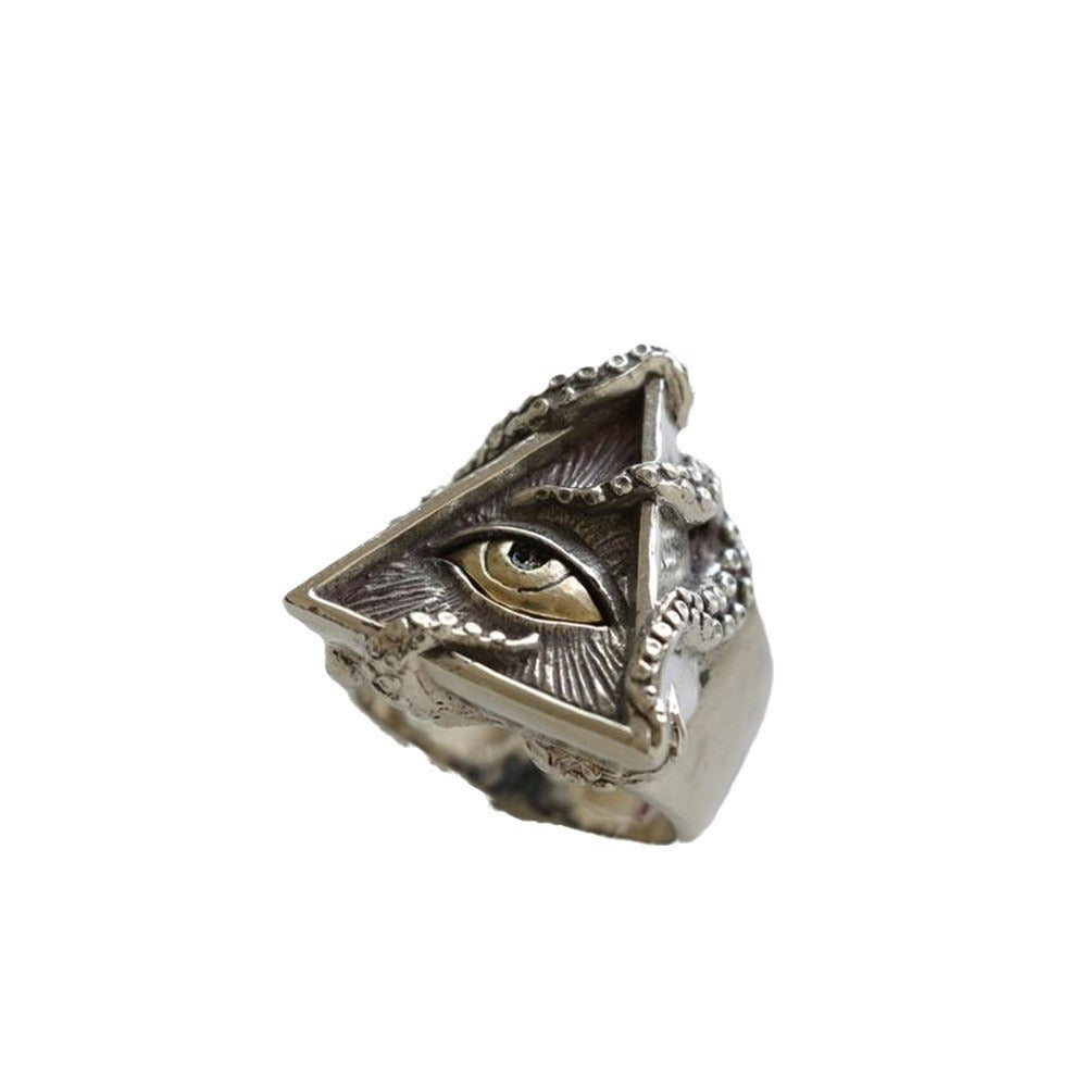 Wholesale Eye of Horus Men's Octopus Triangle Eye Ring