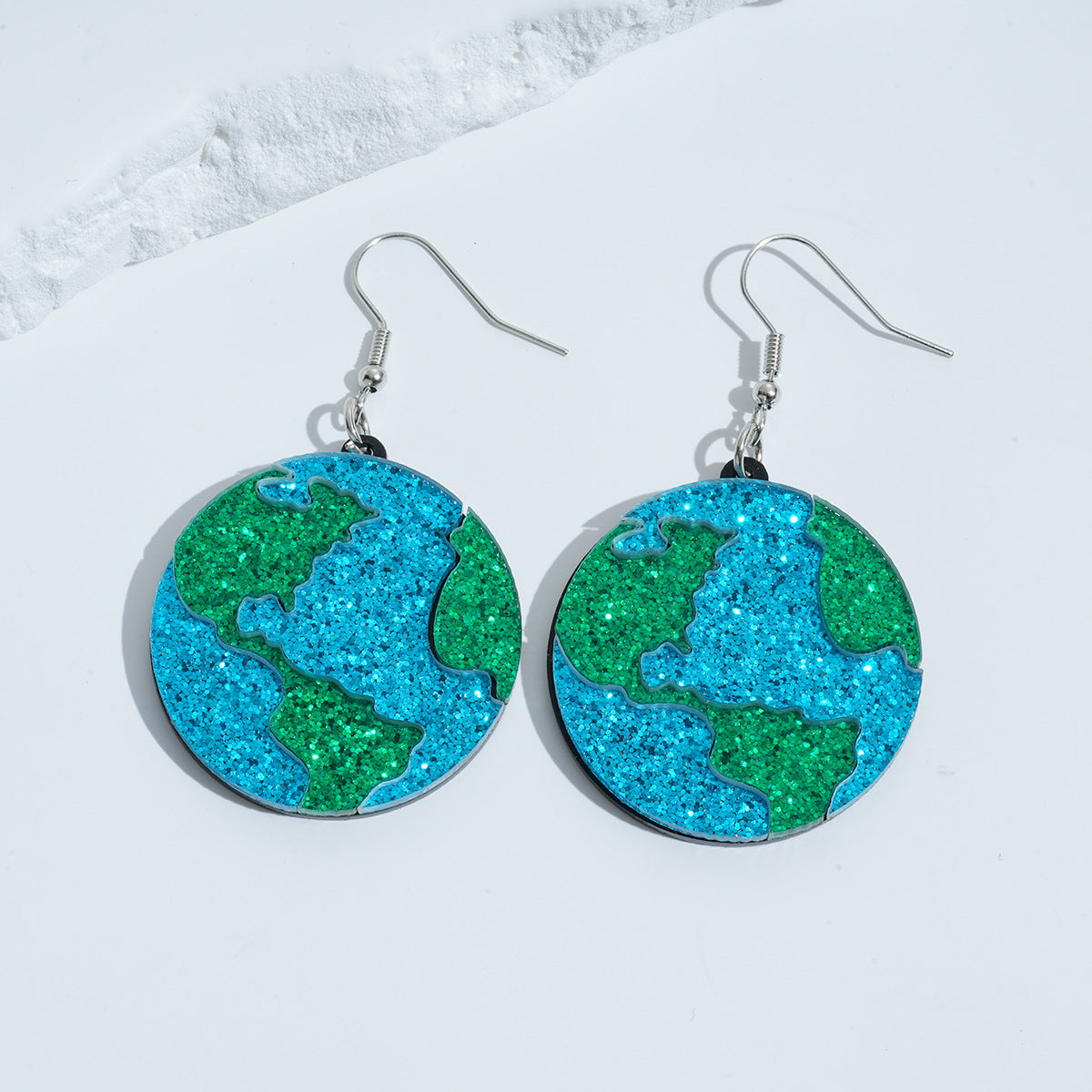 Wholesale Earth Eco-Friendly Glitter Acrylic Round Earrings