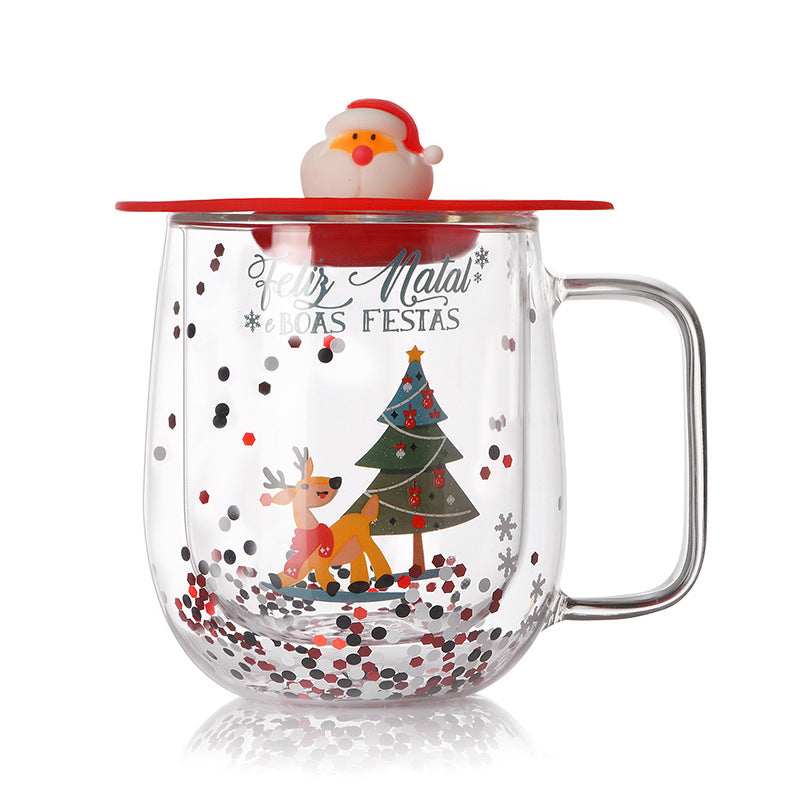 Wholesale High Borosilicate Double Layer Insulated Household High Beauty Christmas Cup