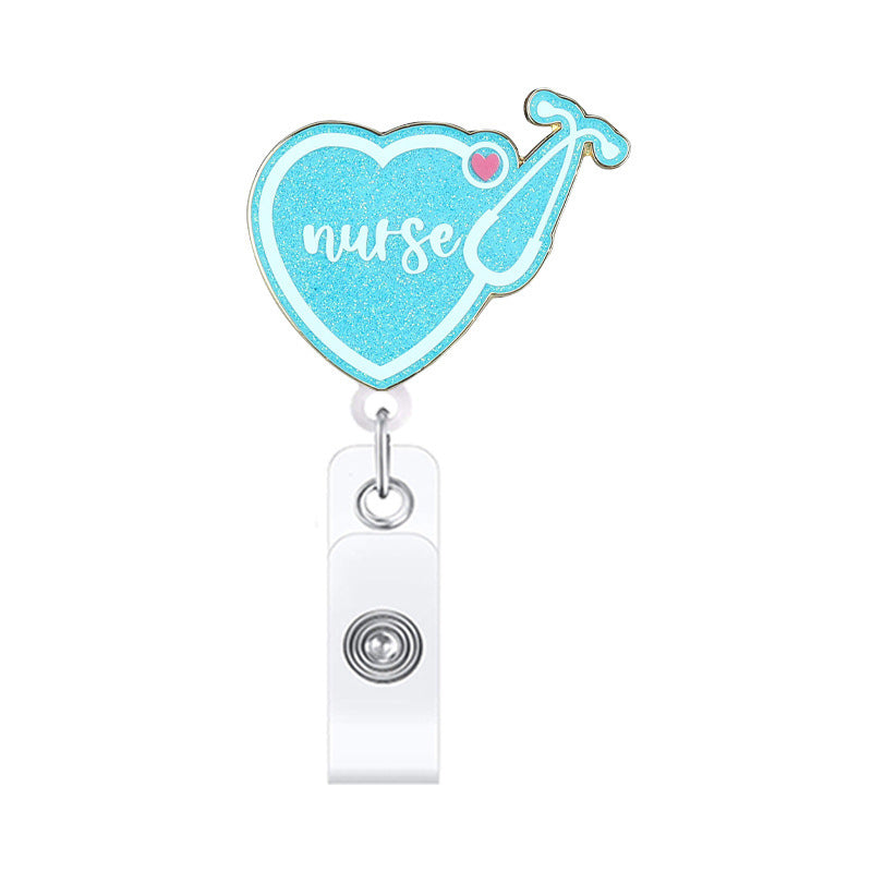 Wholesale Leopard Print Medical Stethoscope Badge Scroll Retractable ABS Keychain