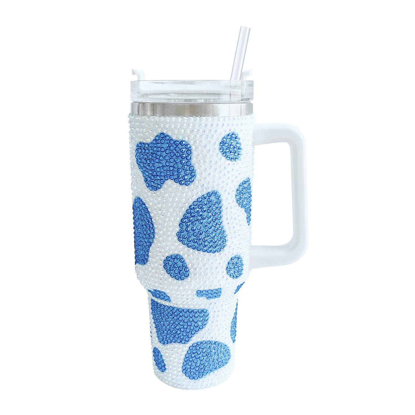 Wholesale Tumbler Ice Bullies Cup  40oz Cow Pattern Diamond-encrusted Portable Thermos Tumbler Cup
