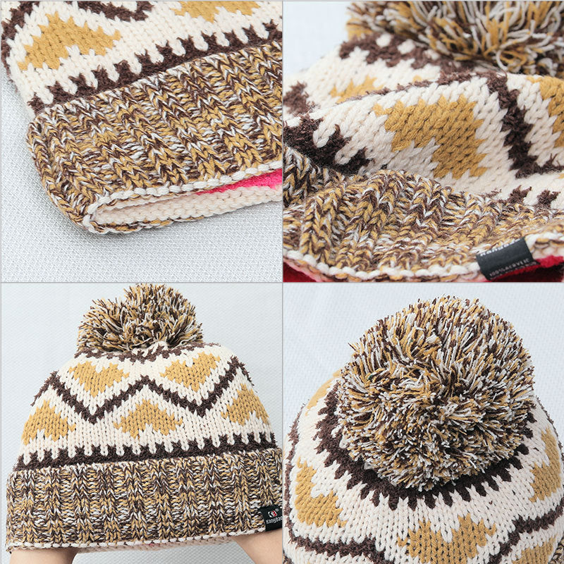 Wholesale Warm Knitted Hats, Winter Striped Acrylic Jacquard Wool Hats
