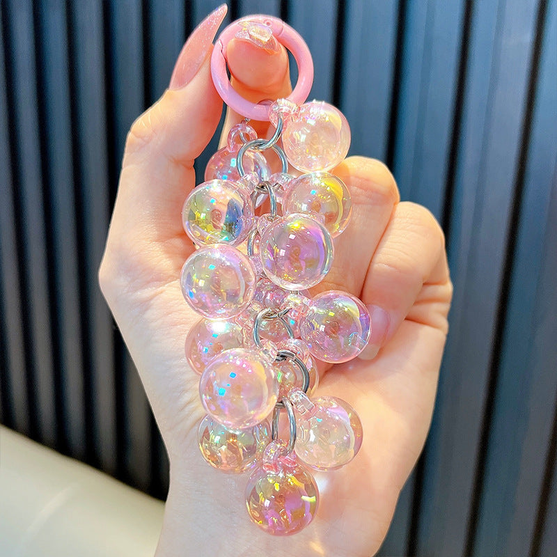 Wholesale Sheer Acrylic Grape Bunch Keychain Pendant