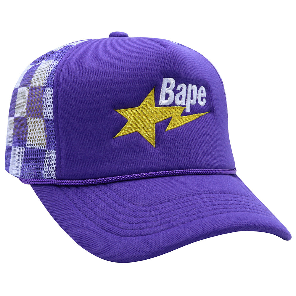 Wholesale Plaid Camouflage Embroidered Truck Hat Sun Protection Mesh Baseball Cap