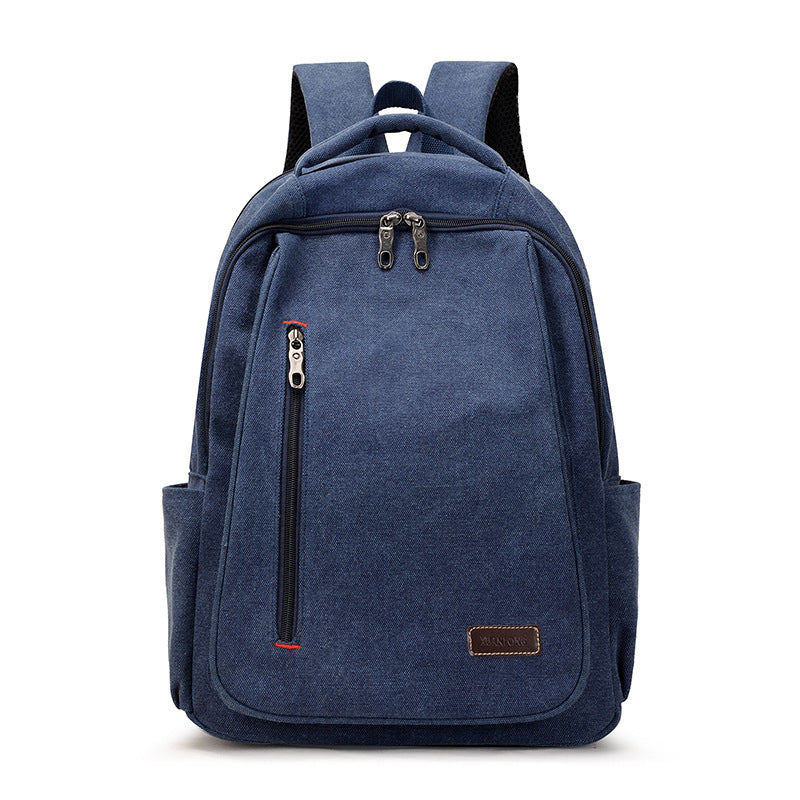 Wholesale Simple Casual Backpack Large Capacity Canvas Bookbag Student Computer Bag