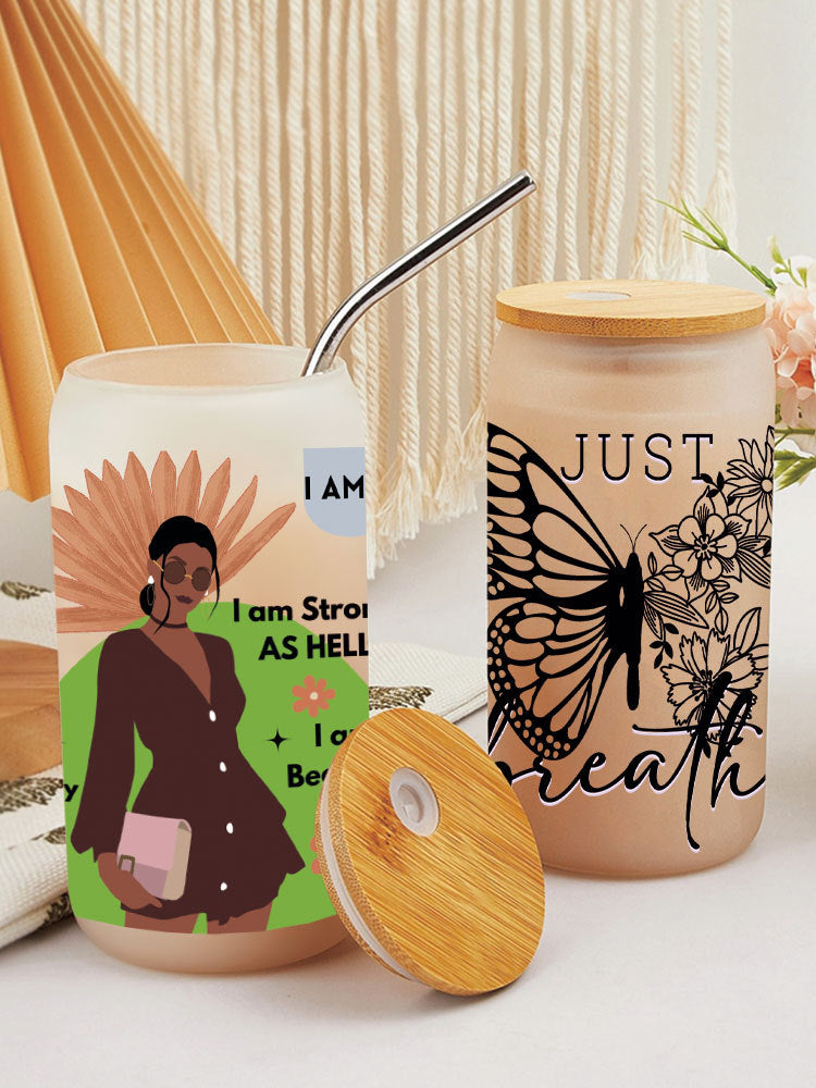 Wholesale Black Girl butterfly 16oz Cup UV DTF Wraps