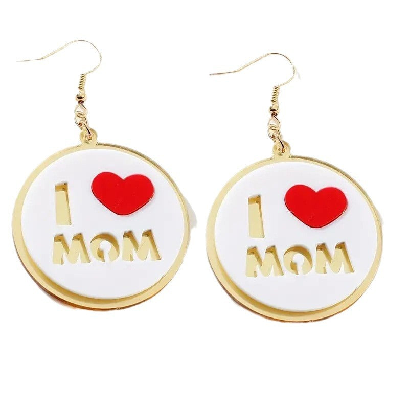 Wholesale Mother's Day Round Pendant Earrings Acrylic Earrings