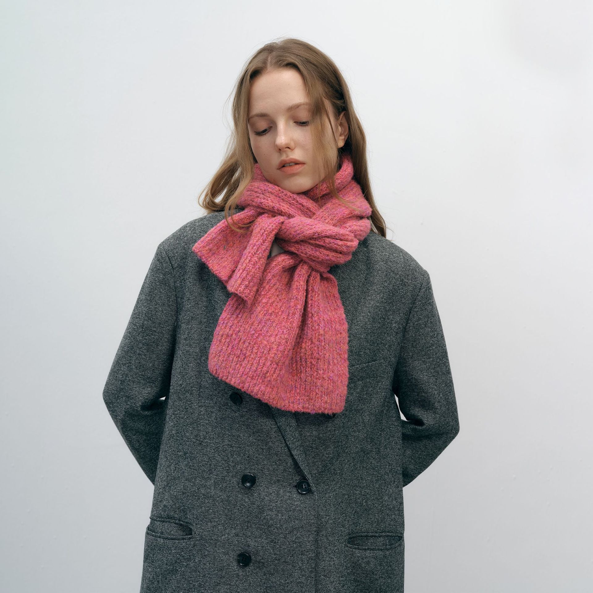 Wholesale Autumn and Winter Thickened Warm Mixed Color Knitted Hat and Scarf Two-piece Set