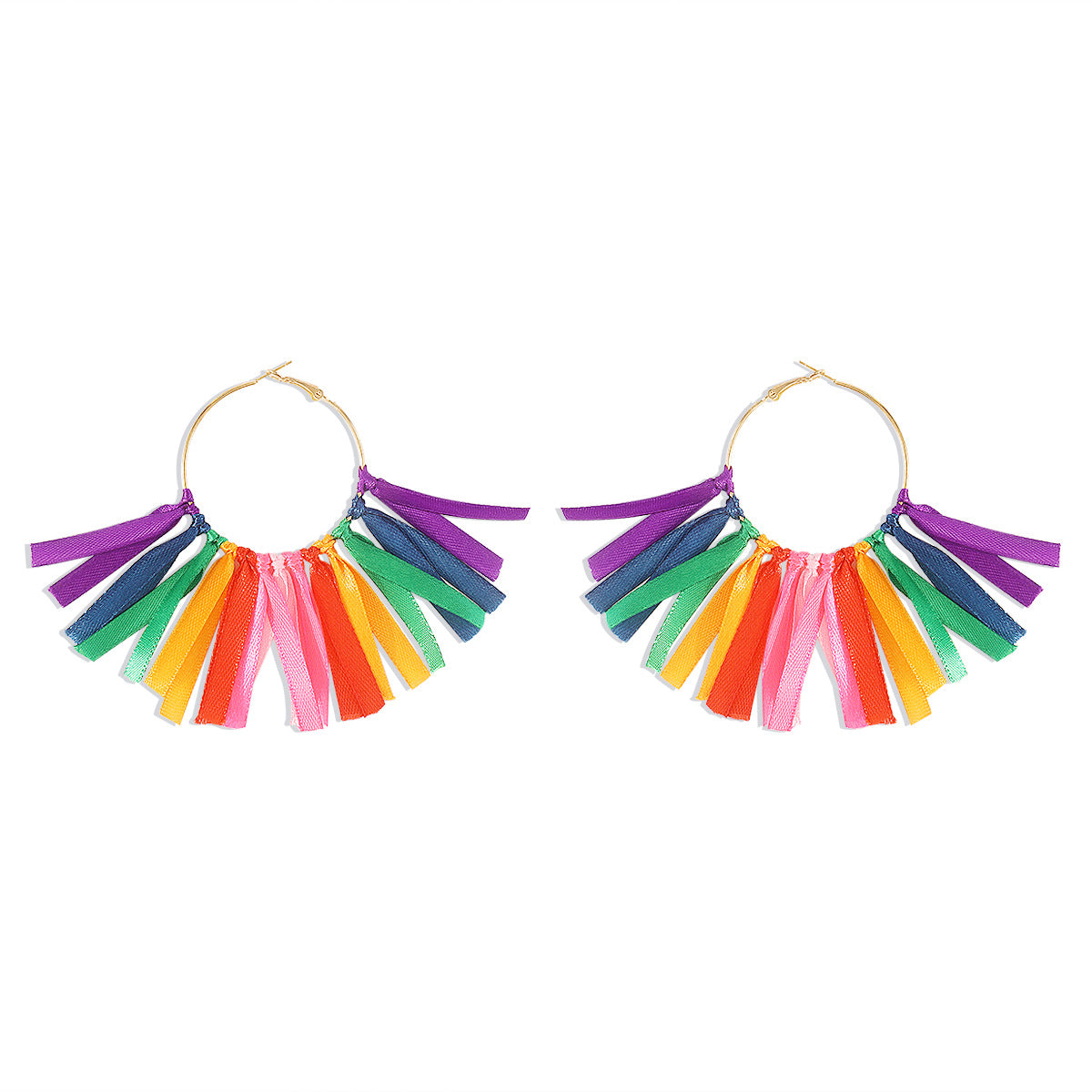 Wholesale Bohemian Ethnic Style Beach Big Hoop Tassel Earrings