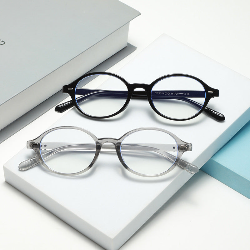 Wholesale Tortoise shell small frame glasses retro oval plain anti-blue light