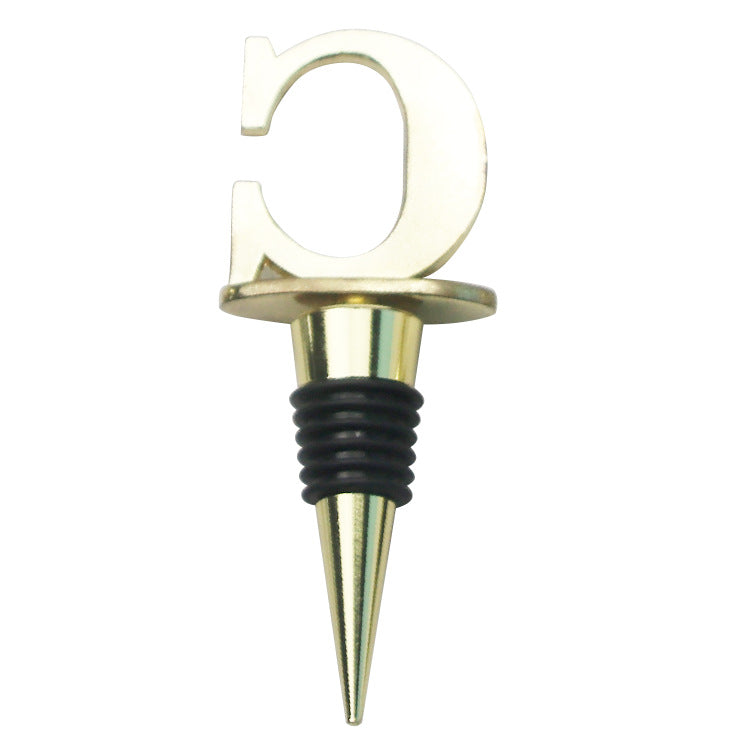 Wholesale Zinc Alloy 26 English Letter Wine Stopper Bottles