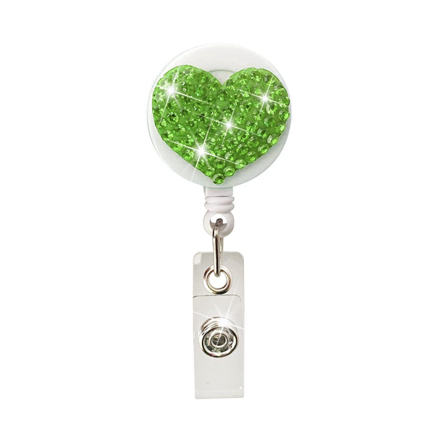 Wholesale Colorful Resin Rhinestone Love Heart Alligator Clip Retractable Keychain