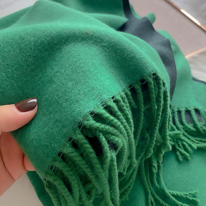 Wholesale Double Sided Solid Color Scarf Long Thickened Warm Shawl