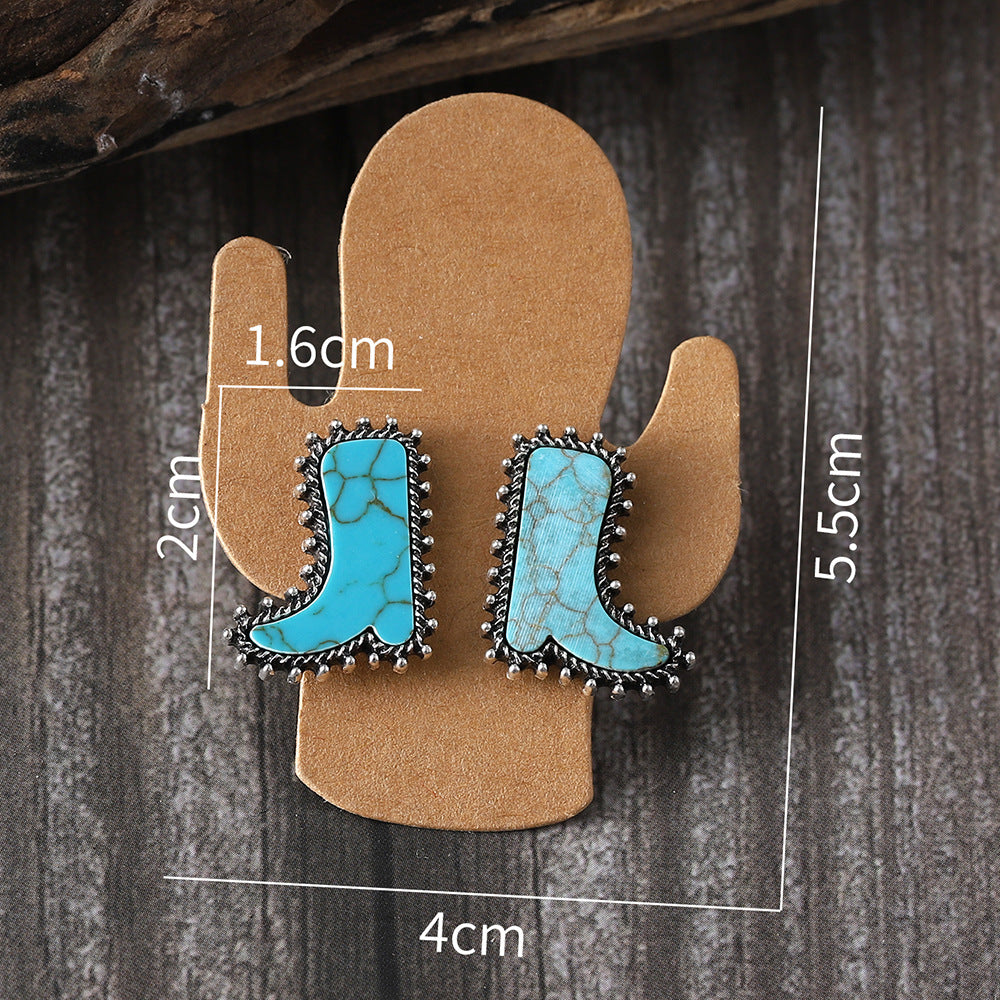 Wholesale Cactus Star Bull Head Heart Turquoise Earring Necklace Set