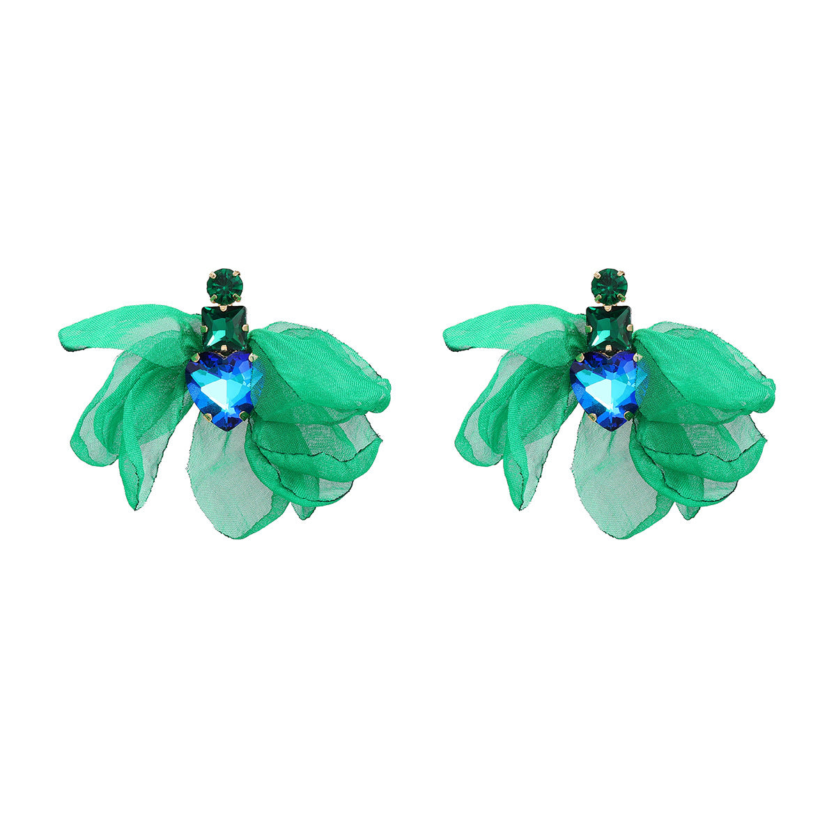 Wholesale Colored Diamond Fabric Floral Bohemian Ethnic Style Earrings