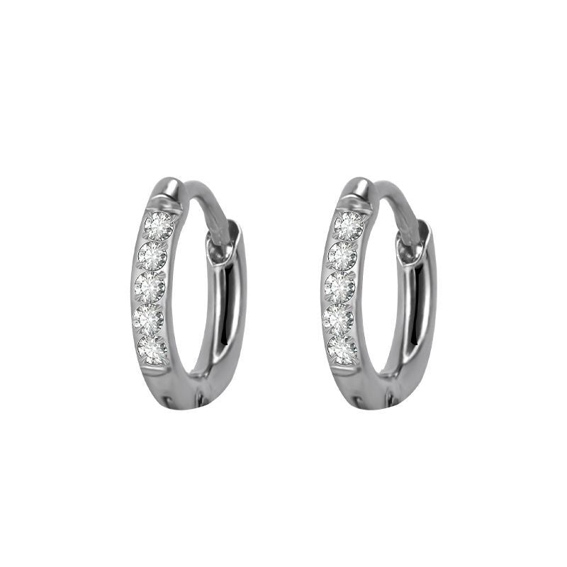 Wholesale Stainless Steel Diamond Silver Couple Earrings