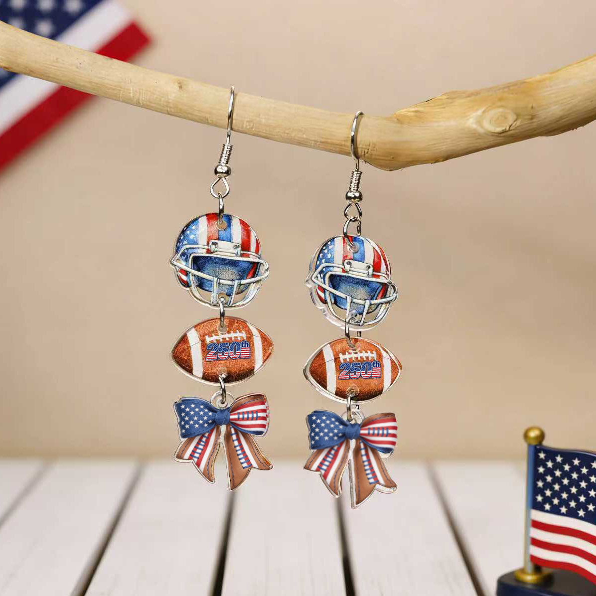 Wholesale Independence Day Anniversary Love Star Spangled Banner Acrylic Earrings
